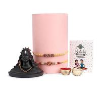 Satvik - Juego de 2 piezas Rakhi para hermano con estatua de Adiyogi, caja de regalo, Murti Rakhi, Bhaiya, Bhabhi, hecha a mano, Raksha Bandhan, Rakhi, pulsera de hilo para hermano Rakhadi con tarjeta