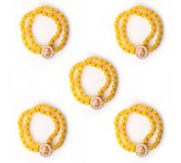 SATVIK - Pulsera de cuentas de doble capa de color amarillo oscuro con cuentas Jai Guruji hechas a mano, pulseras Jai Chhatarpur Guruji bendición positiva Vibes Shukrana Satsang Jai Guru Ji Maharaj
