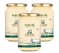 SATVIK PURE GHEE Gir - Ghee de vaca A2, 1 litro, procedente del método Vedic Bilona, Ghee, A2, vaca, desi ghee (paquete de 3)