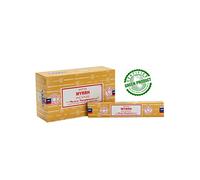 Satya - 156 unidades de incienso de 180 g (12 cajas de 15 g cada una) de Sai Baba Nag Champa, fragancia de mirra