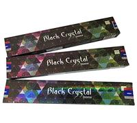 Satya Black Crystal Incense Palitos - Paquete de 3 (15 gramos cada uno)