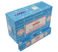 Satya Karma - Varillas de incienso aromáticas Aggarbatti, paquete de 12 unidades, aroma para el hogar, aromaterapia, 15 g x 12 unidades (180 g)