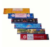 Satya Nag Champa - Incienso, 6 fragancias - Nag Champa, Superhit, Natural, Golden Nag Champa, Aastha, Goloka