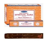 Satya Nag Champa Spiritual Aura - Varillas de incienso con soporte para varillas de incienso M&J, caja completa, para aromaterapia, spa, yoga, bodas, meditación, curación, positividad y relajación