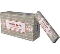 Satya Nag Champa - Varillas de incienso de salvia blanca, 12 paquetes de 15 gramos Satya