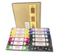 Satya Surtido Mix Inciensos Aromáticos + Incensario, 12 Paquetes de 15 g., Aromas Exactos, Incienso Natural Aromaterapia, Gran Duración Aroma Delicado