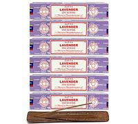 Satya Varillas de incienso de lavanda - 6 unidades de fragancias con soporte para varillas de incienso Nakshatra, cada caja de 15 g, aroma de casa larga ardiente hexagonal, para meditación, yoga,
