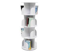 SAUADY Estantería de almacenamiento independiente Estantería giratoria 360 estantería de 4 pisos se puede colocar en el dormitorio, sala de estar, habitación infantil, color blanco, 40 x 115,5 cm