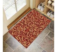 Sauce Dorado Felpudo Antideslizante 45 X 75 Cm - Plantas Pintadas A Mano Alfombra Entrada Casa Antideslizante, Alfombras Lavables, Tapete Entrada para Interior, Corredor, Baño, Rojo Intenso