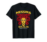 Sauce On Sunday: Camiseta Unisex Niños Siciliana Medusa Trinacria Sicilia Diseño Bandera Negra Talla S Manga Corta