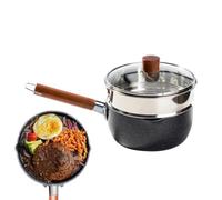 Sauce Pan - Wrought Iron, 22cm Heavy Duty Cooking Pot, Non-Stick Small Pan | Double Side Pouring Spouts with Lid Steamer Basket for Ceramic Stove Electric Stove Home Dorm Apartment