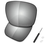 SAUCER Lentes de repuesto de alta calidad, destornillador H20 y piezas de nariz para gafas de sol Oakley Holbrook Metal OO4123 de alta definición, metal cromado polarizado, Metal cromado polarizado,