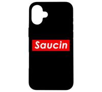 Saucin Bold Modern Slang Meme Funny Fashion Streetwear Salsa Carcasa para iPhone 16 Plus