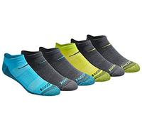 Saucony Men's Multi-Pack Mesh Ventilating Comfort Fit Performance No-Show Socks, Yellow Blue Charcoal Assorted (6 Pairs), Shoe Size: 8-12