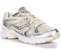 SAUCONY Ride Metálico Malla Mujer Cordones Zapatillas Running Plata Blanco GB 3