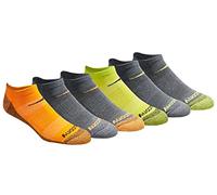 Saucony Rundry - Calcetines de malla ventilados para hombre, ajuste cómodo, no se ven, disponibles en tallas M-XXL (6, 12, 18 pares), Surtido de carbón amarillo y naranja (6 pares), X-Large