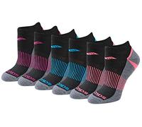 Saucony Women's Selective Cushion Performance No Show Athletic Sport Socks (6 & 12, Black Assorted (6 Pairs), Shoe Size: 10-13