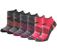 Saucony Women's Selective Cushion Performance No Show Athletic Sport Socks (6 & 12, Black Brights (6 Pairs), Shoe Size: 10-13