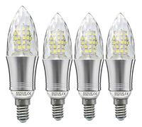 SAUGLAE LED Bombillas de Vela 12W, 100W Bombillas Incandescentes Equivalente, 6000K Blanco Frío, 1200Lm, E14 Pequeño Tornillo Edison, Paquete de 4