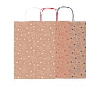 Saúl Sadoch 25 Bolsas Allegra con Cordón Color Unidad Lunares y Estrellas Habana Rojo, Azul y Blanco - Tamaño pequeño mediano y grande (Medio, Estrellas)