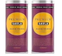 SAULA PREMIUM Café Lata Gran Espresso Dark India 500g. Grano 100% Arábica (Paquete de 2)