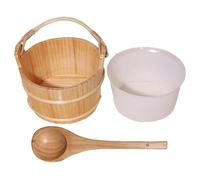 Sauna Bucket - 11.81 Inches Handmade Wooden Barrel Ladle Accessories Kit | 6L Portable Spa Water Bucket with Long Handle Spoon, Natural Spruce Sauna Set
