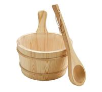 Sauna Bucket and Ladle Set, Wooden Leakproof Design, 4L Capacity Bath Tools, Durable Shower Accessories for Garden Hotel Outdoor Backyard House Steam Bathing Apartment Home, Brown