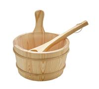 Sauna Bucket Set, Wooden Ladle Accessories, 10.24in Leakproof Bath Tools, 4l Large Capacity, Natural Authentic Wood for Garden, Hotel, Outdoor, Backyard, House, Steam Bathing, Apartment, Home