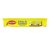 Saupiquet - Filetes de sardina, sin bordes, marinada ligera, limón, albahaca, sin aceite. - 100 g - 5 unidades - Se vende en un set - Envío gratis en Francia