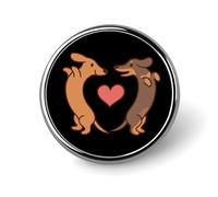 Sausage Dogs Heart Brooch Pin for Women Men Cute Badge Collar Lapel Pins for Backpack Dress Accessories
