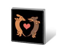 Sausage Dogs Heart Brooch Pins for Women Men Square Collar Lapel Pins Coat Jacket Accessories