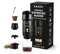 SAUSI Cafetera Portatil 3 en 1 - Batería USB Recargable con Limpiador, Compatible con Cápsulas Nespresso, Dolce Gusto y Café Molido - Ideal para Coche, Oficina, Viajes y Camping