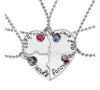 SAUTRV Best Friends Forever and Ever - Collar con colgante de corazón roto, juego de collar de tres o cuatro piezas, gargantilla de perlas, Metal, No es una piedra preciosa