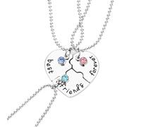 SAUTRV Best Friends Forever and Ever - Collar con colgante de corazón roto, juego de collar de tres o cuatro piezas, gargantilla de perlas, Metal, No es una piedra preciosa