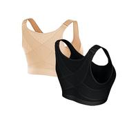 SAUTRV Forme Science - Sujetador deportivo para mujer con cierre frontal y soporte de espalda sin varillas, cobertura completa, brasier deportivo de 2 unidades, rosa, 4XL