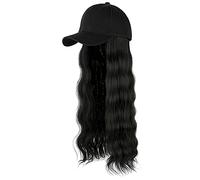 SAUTRV Peluca de peinado con gorra ajustable, pelo rizado, peluca larga, visera de playa, para mujer, a, talla única