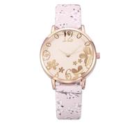 SAUTRV Reloj de cuarzo para mujer, diseño de flores, con estampado de flores, pequeño y fresco en relieve, para mujer, prensa manual, rosa, talla única