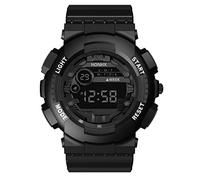 SAUTRV Reloj digital para hombre con LED, para exteriores, con fecha, deportivo, deportivo, elástico, negro, talla única