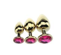SAUVASFZ Anal Butt Plug 3 Unids/set Gold Anal Plug 3 Tamaños Metal Butt Plug Masturbador Anal Entrenador Pareja Máquina Sexual Juguetes Sexuales Productos para Adultos Butt Training