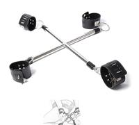 SAUVASFZ Barra separadora con esposas y tobilleras, barra bondage, esposas/esposas cruzadas de cuero, esposas para tobillos, cama sexual, juegos eróticos, juguete sexual ajustable para parejas, extrem