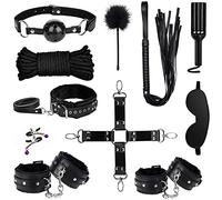 SAUVASFZ BDSM Set Restricciones y Bondage Juego de Bondage Sexo Extremo, Juego de Bondage de 11 Piezas Juego de Retención con Esposas y Pinzas para Pezones, Juguetes Sexuales SM para Mujeres Sexo Extr