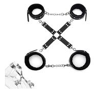 SAUVASFZ Bondage Esposas Tobilleras Set con Cadenas BDSM Esposas de Felpa de Cuero Tobilleras Cruzadas Juegos Eróticos Ajustables Adultos Juguete Sexual para Parejas Mujeres Extremas