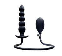 SAUVASFZ Consolador inflable de silicona con tapón de columna, tapón de bomba de estimulación de expansión, tapón anal, juguete sexy experto para hombres y mujeres, negro, 50 cm de largo, diámetro 3,5