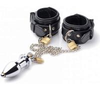 SAUVASFZ Esposas de metal y plug anal con cerradura - set de sujeción bondage - SM extreme - con cerradura - tortura esclavo fetiche - juguete sexual erótico de coqueteo