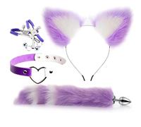 SAUVASFZ Tapón anal de cola con cola de zorro, tapón anal para cosplay, juego de tapones anales, accesorios para el cabello, consolador anal de zorro, parejas para colas de juguete