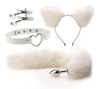 SAUVASFZ Tapón anal de cola con cola de zorro, tapón anal para cosplay, juego de tapones anales, accesorios para el cabello, consolador anal de zorro, parejas para colas de juguete