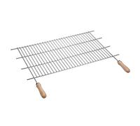 Sauvic 02757 - Parrilla Barbacoa Inoxidable Recortable, con Mangos de Madera, 18/8 70 x 40 cm