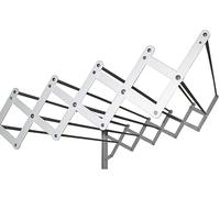 Sauvic Tendedero Extensible con fleje Acero plastificado Blanco y 10 Varillas de Aluminio de 100 cm.