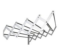 Sauvic Tendedero Extensible con fleje Acero plastificado Blanco y 10 Varillas de Aluminio de 120 cm.