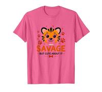 Savage But Cute About It Tiger Cub Paw Camiseta, Hombre, Rosa Jaspeado, M